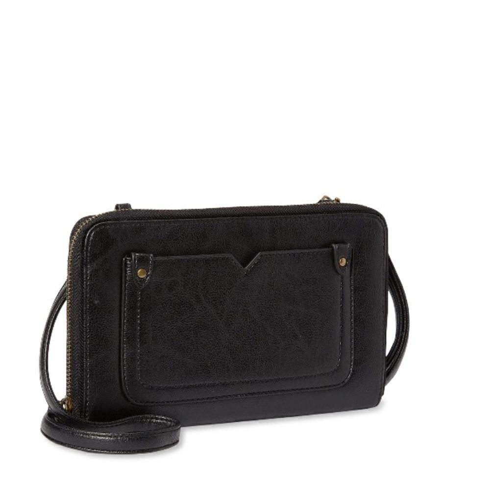 Black faux leather crossbody